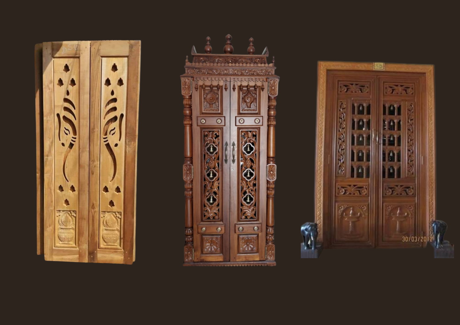 Carved Wooden Door and Cabinet