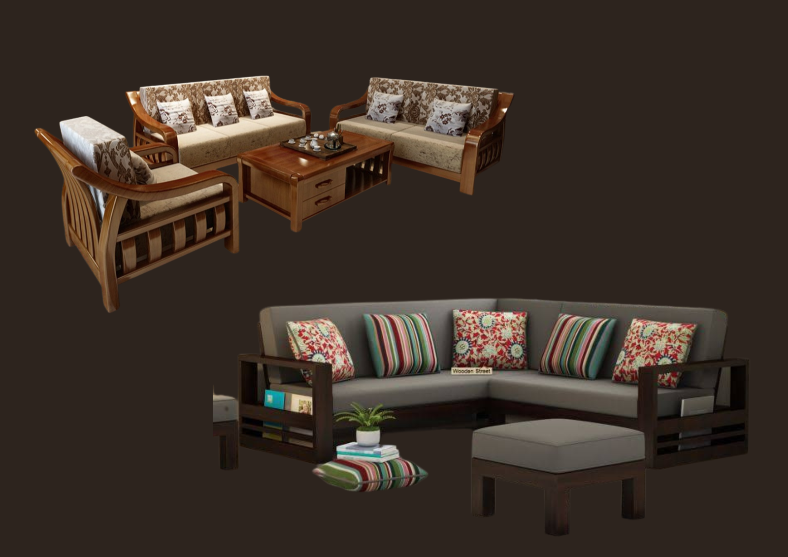 Handcrafted teak wood sofa collection